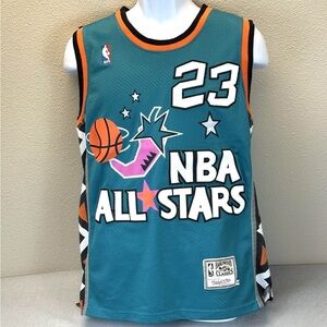 NBA All-Stars Basketball Jersey Mens Small Teal Jordan 23 Mitchell & Ness